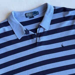 Vintage Polo‎ Ralph Lauren Blue Striped Cotton Short Sleeve Sweater Men’s XL
